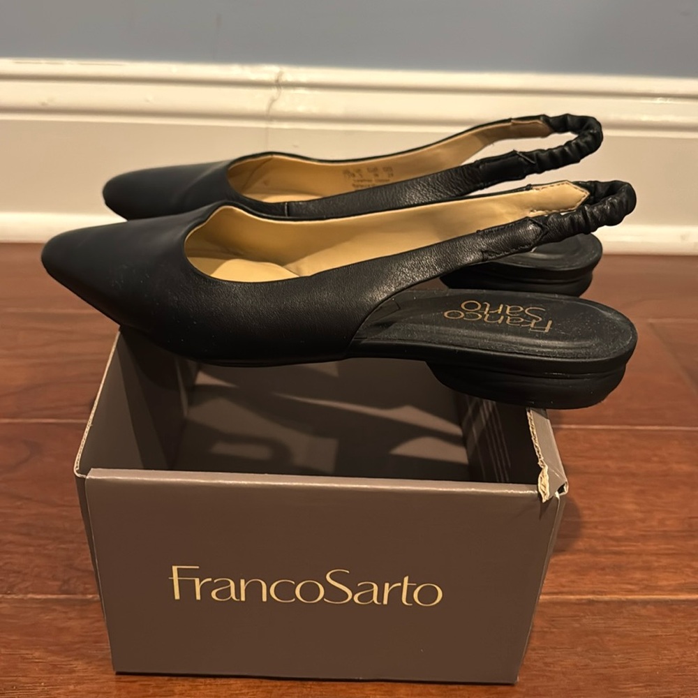 Franco Sarto Briella, black sling back sandals 7 1/2 women’s medium width
